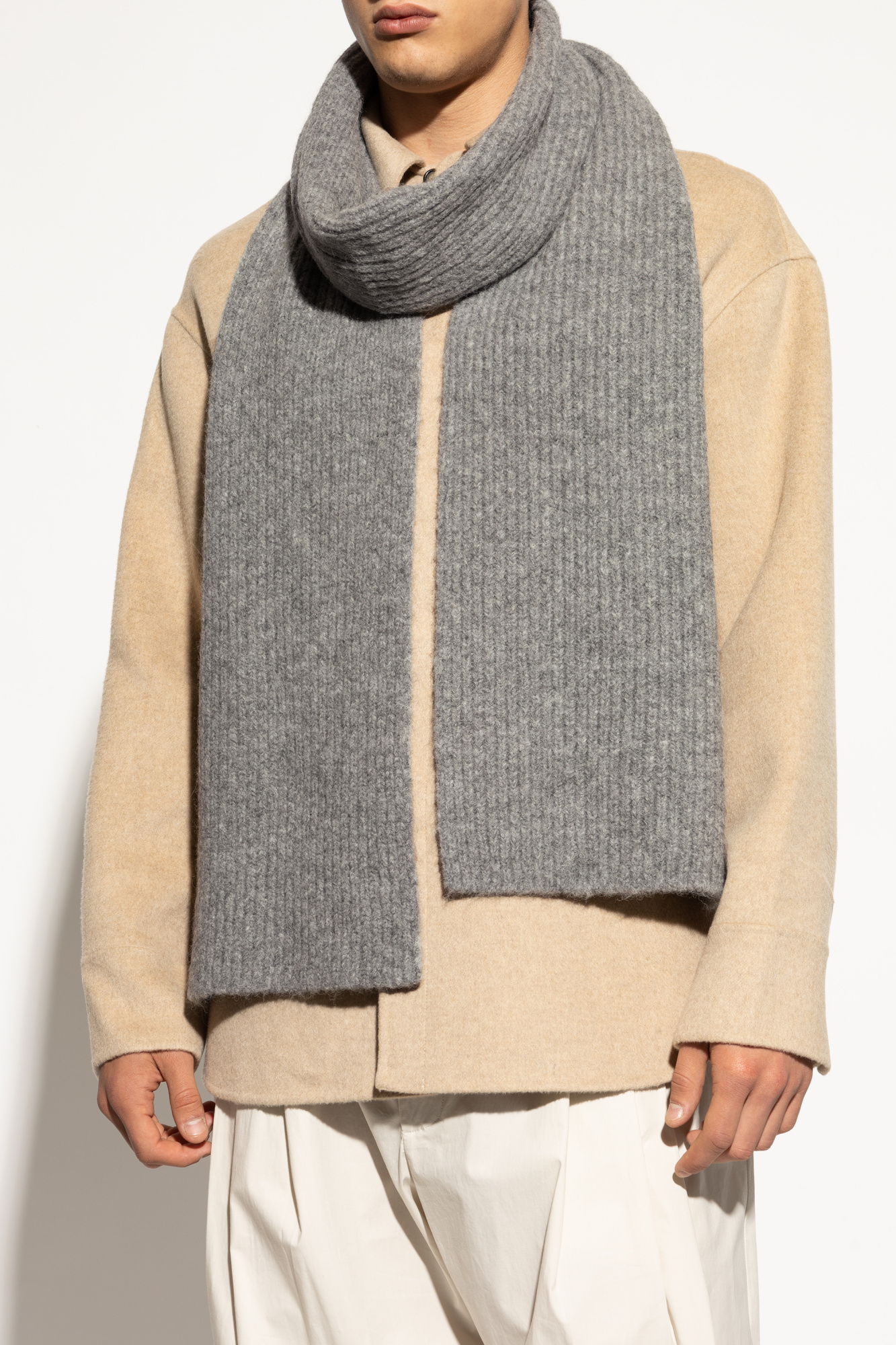マフラー・ストール Dries Van Noten Dries Van Noten Scarfs (012201 7704514) Black Knit Scarf by Dries Van Noten on Sale